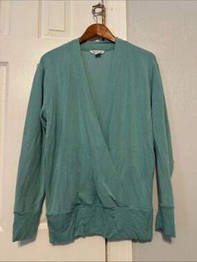 Athleta Teal Wrap-Front Lightweight Cardigan